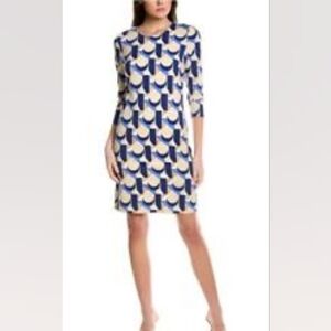 J. McLaughlin Sophia Dress Womens Small Catalina Cloth 3/4 Sleeve Geometric L‎